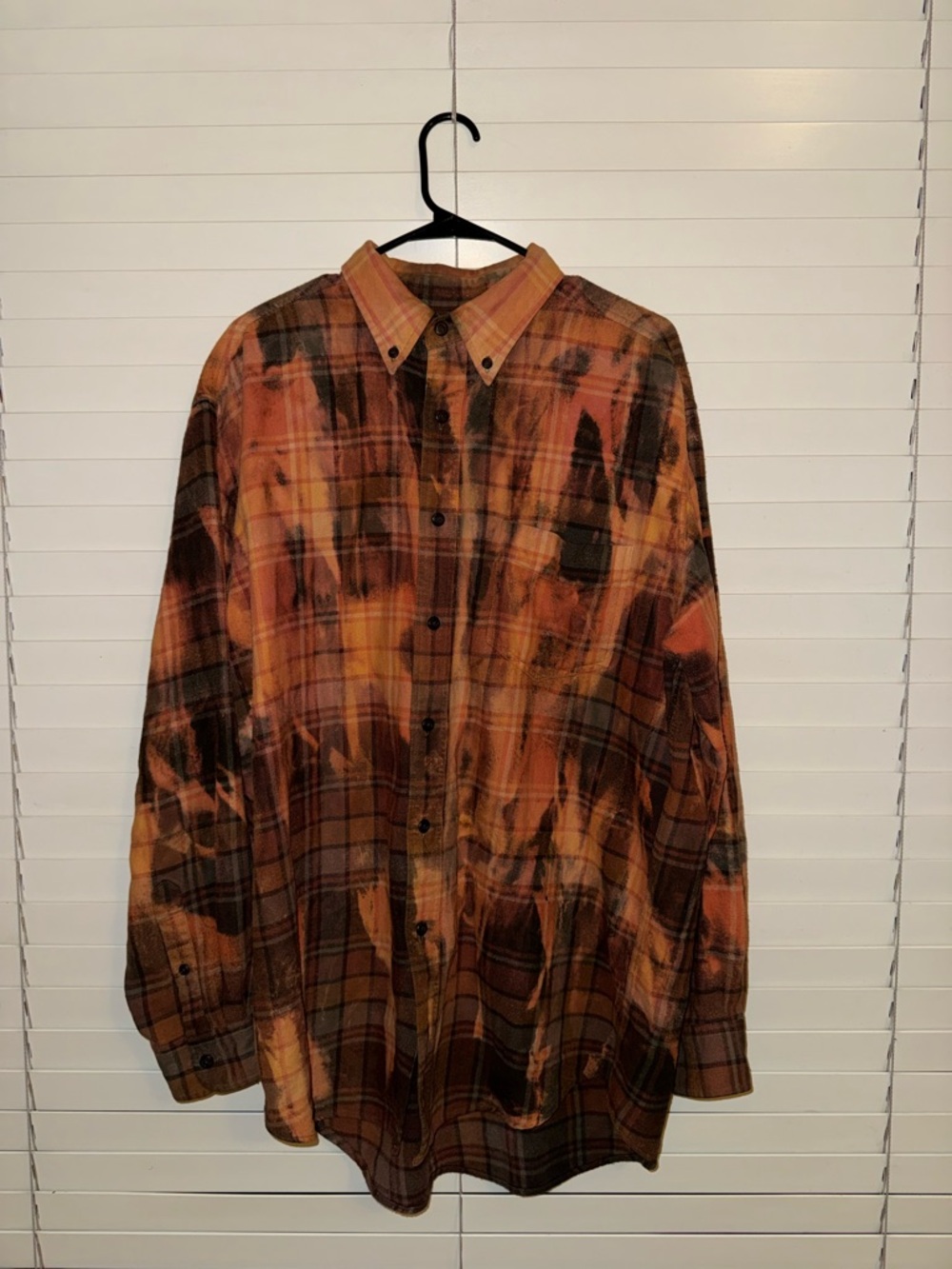 Men's Casual Button-Down Shirt - Rust Plaid